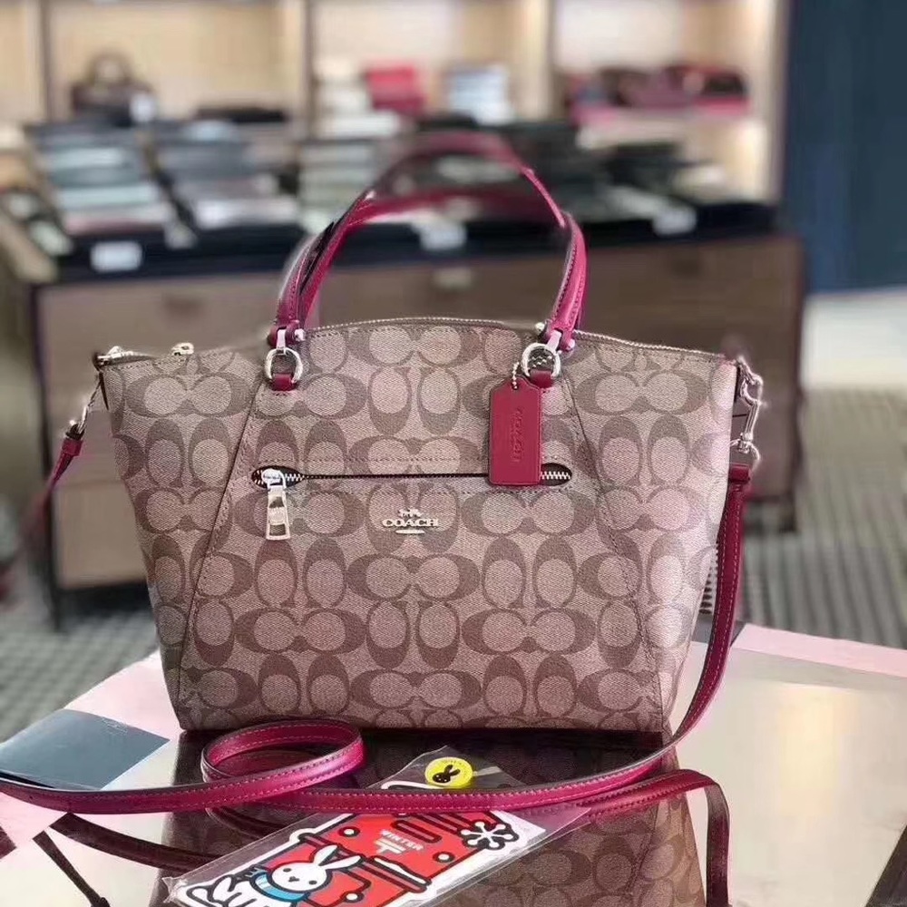 NWT Coach Khaki Dark Fuchsia Prairie Canvas